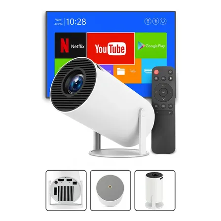 Mini Projetor Davely HY300 4K: Cinema Portátil com Android e Wi-Fi