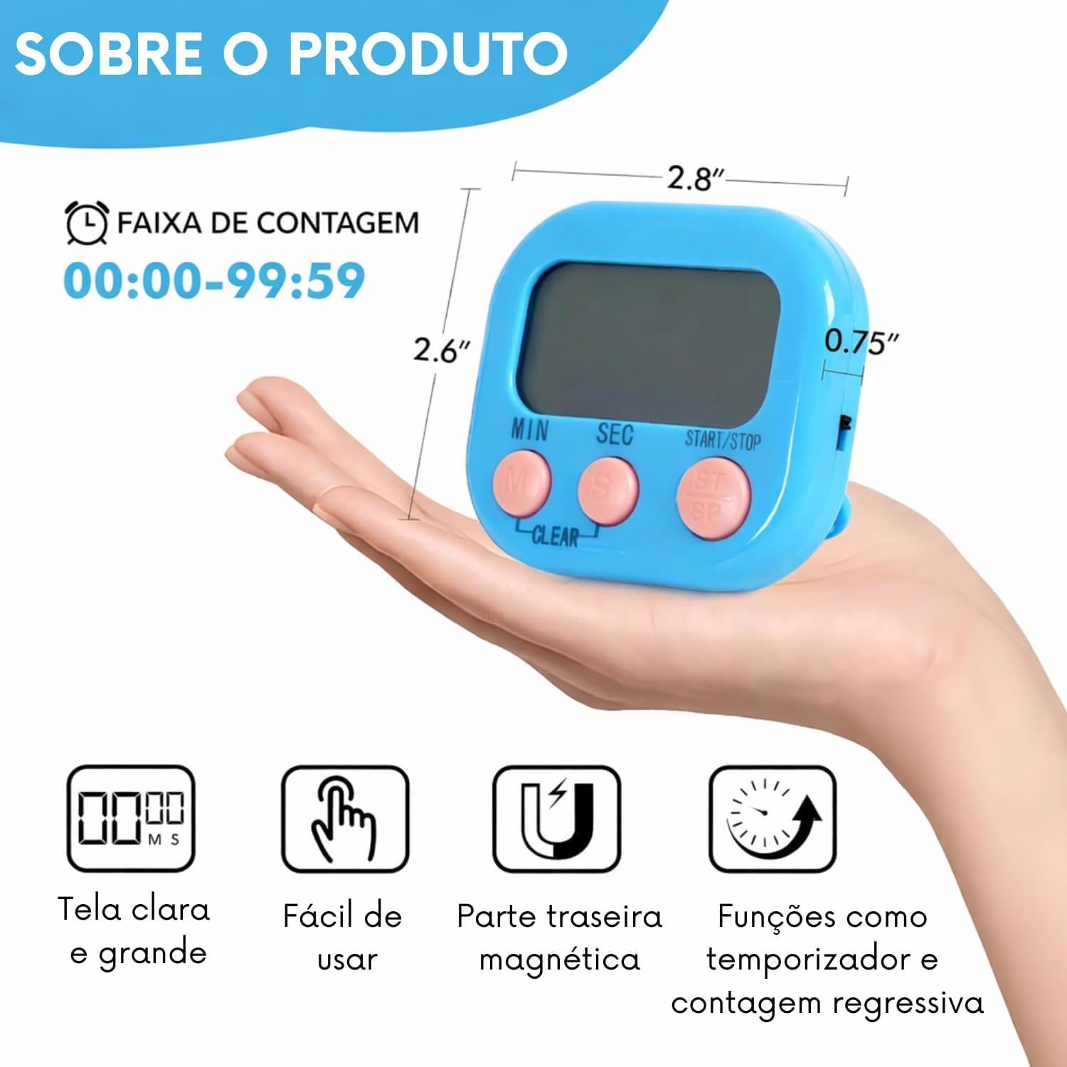 Mini Timer Digital de Cozinha LCD: Praticidade e Precisão no Dia a Dia