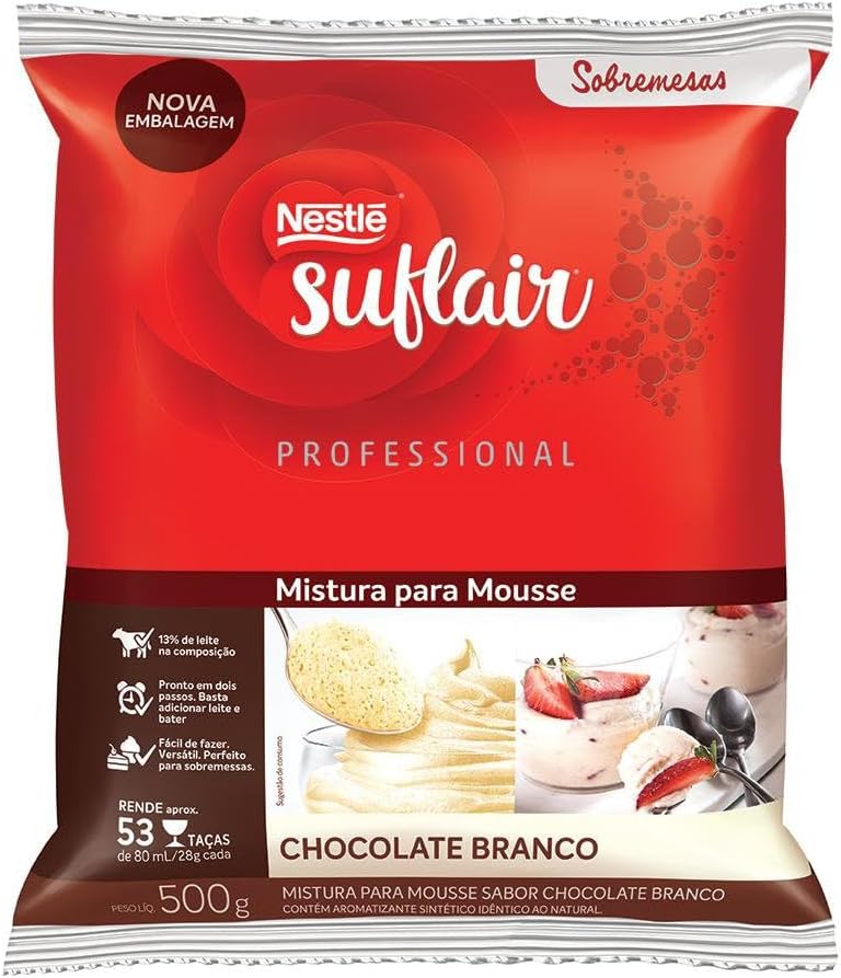 Mousse Sabor Chocolate Branco Suflair 500g: Praticidade e Sabor Profissional