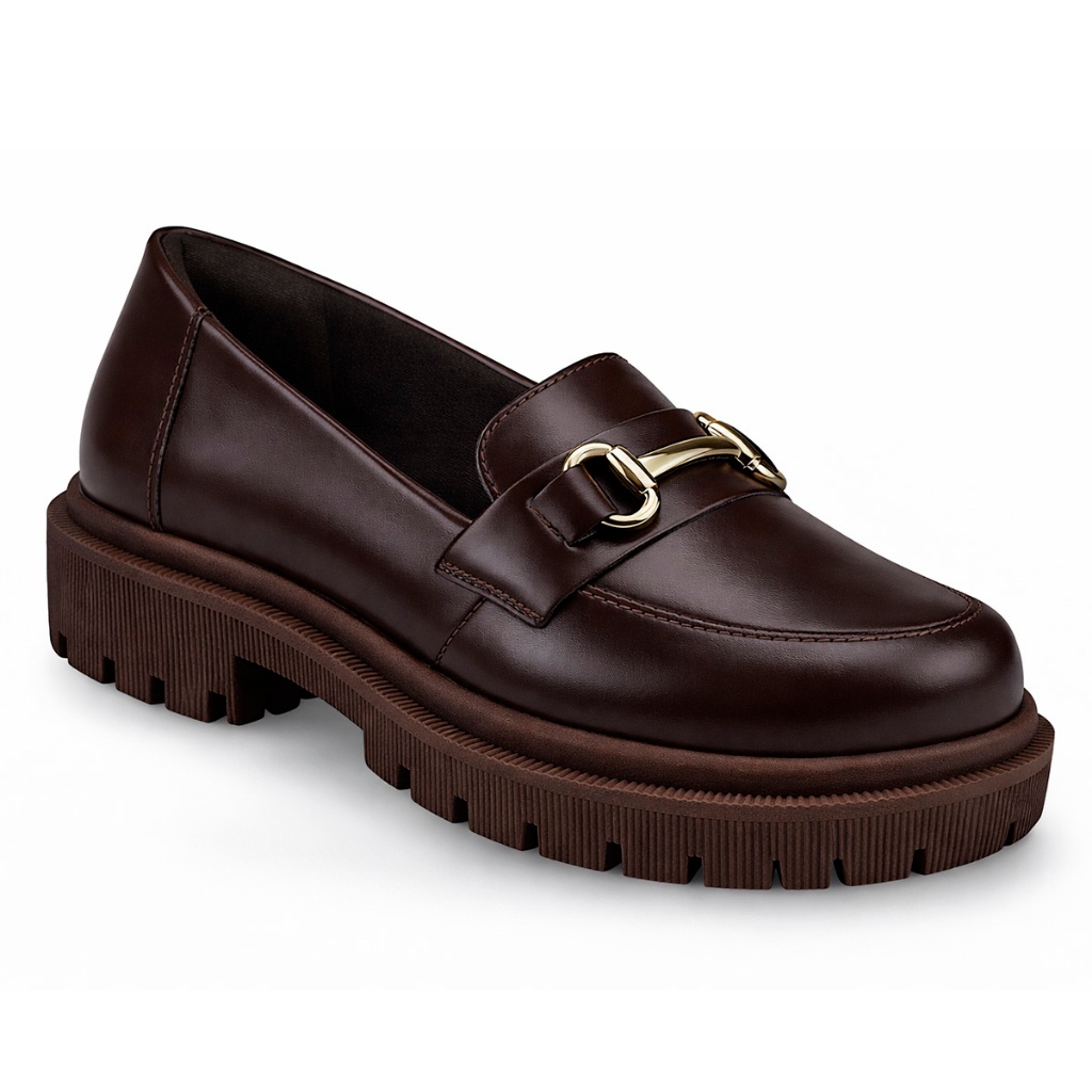 Mocassim Feminino Tratorado Bico Redondo com Corrente Lóris Shoes 026-005
