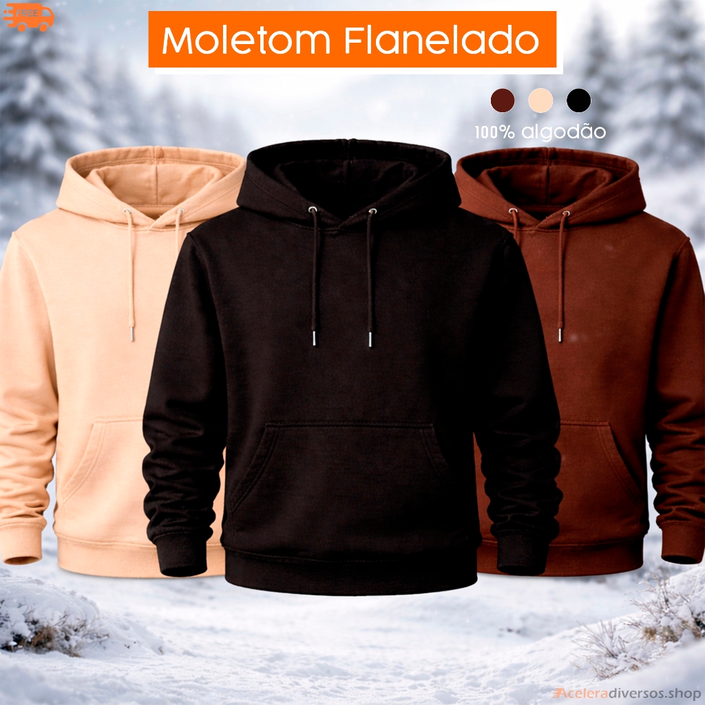 Moletom Canguru Unissex Flanelado em Algodão Premium