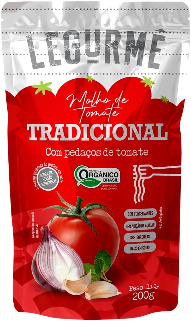 Molho de Tomate Orgânico Tradicional Legurmê Sachê 200g