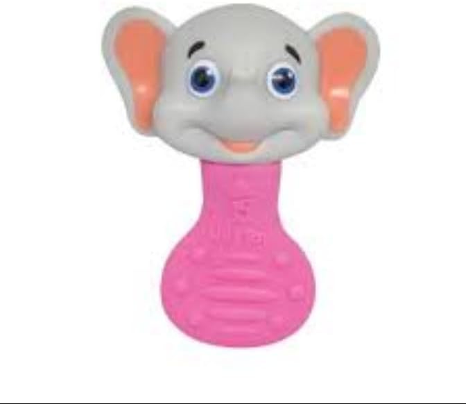 Mordedor e Chocalho Elefante Rosa: Estímulo Sensorial para Bebês