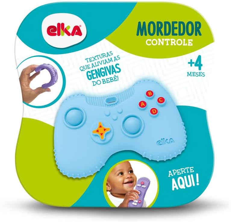 Mordedor Elka Video Game Azul: Estímulo e Alívio para o Bebê