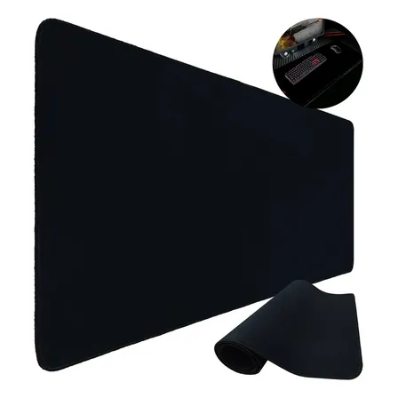 Mouse Pad Gamer 90x35 Escritório Preto Liso em Isoprene