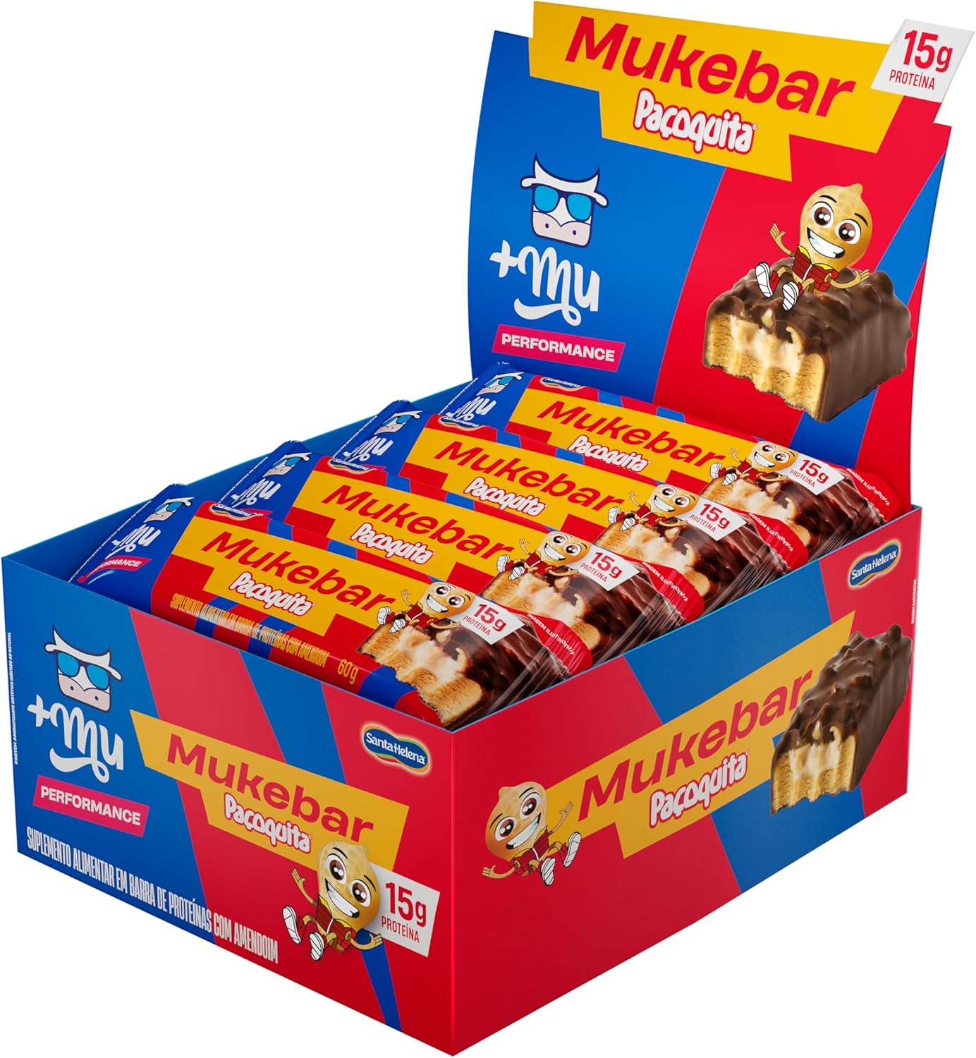 Barra de Proteína Mukebar Paçoquita 15g de Proteína - Display 12 Unidades