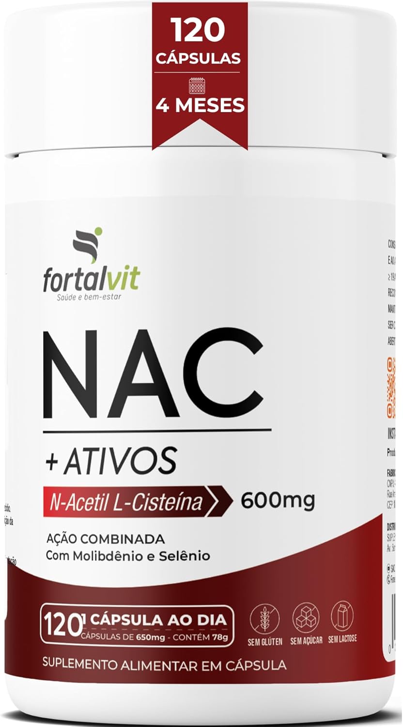 NAC 600mg Fortalvit 120 Cápsulas: Suplemento com Molibdênio e Selênio
