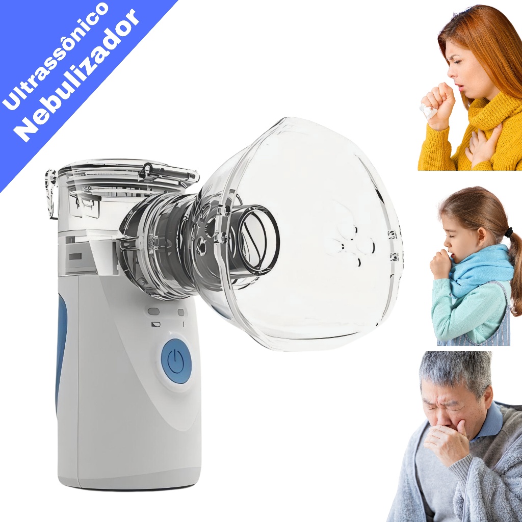 Nebulizador e Inalador Ultrassônico Portátil a Pilha e Bivolt