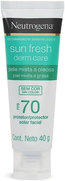 Neutrogena Sun Fresh Derm Care: Protetor Solar Facial FPS 70 para Pele Oleosa
