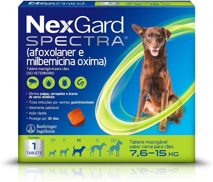 NexGard Spectra para Cães de 7,6 a 15 kg: Proteção Completa em um Tablete