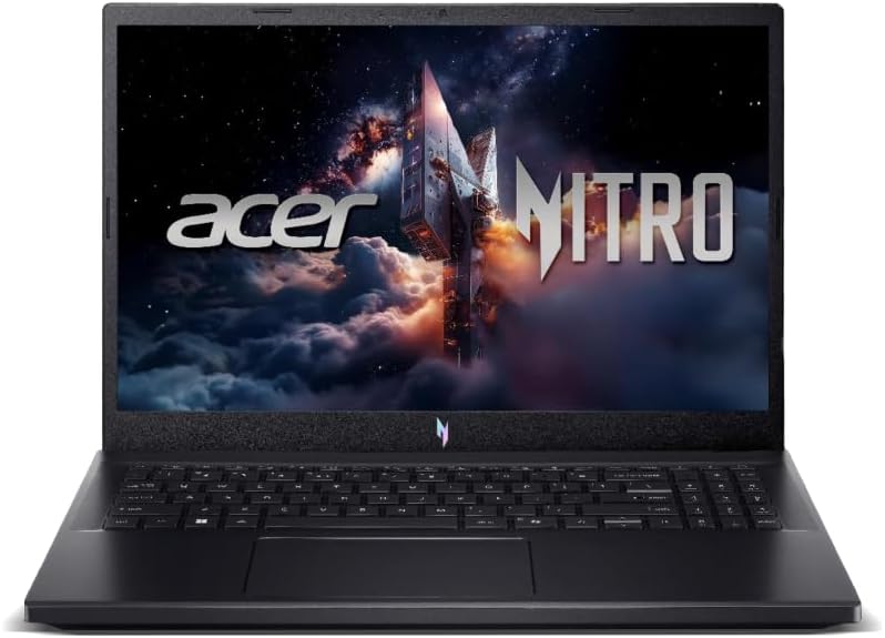 Acer Nitro V15 ANV15-52-57MC Design Gamer Notebook gamer Acer Nitro V15 com tela aberta mostrando detalhes do chassi e teclado iluminado