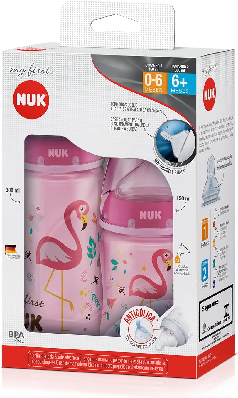 NUK Kit Mamadeira My 1st: Conjunto com 150ml e 300ml Rosa