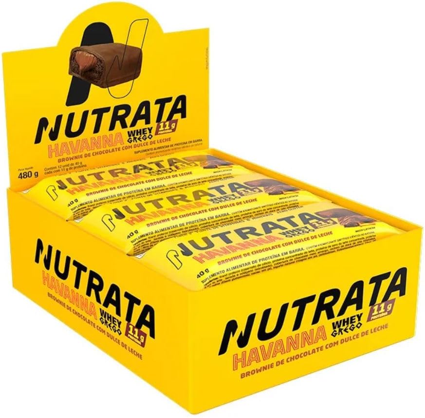 Barra de Proteína Nutrata Whey Grego Havanna Brownie 12 un