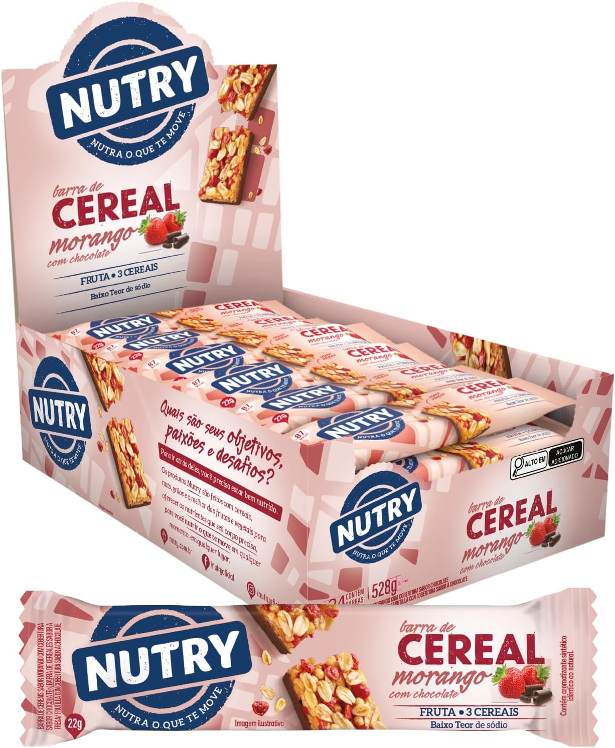 Barra de Cereal Nutry Morango com Chocolate (Display 24 unidades)