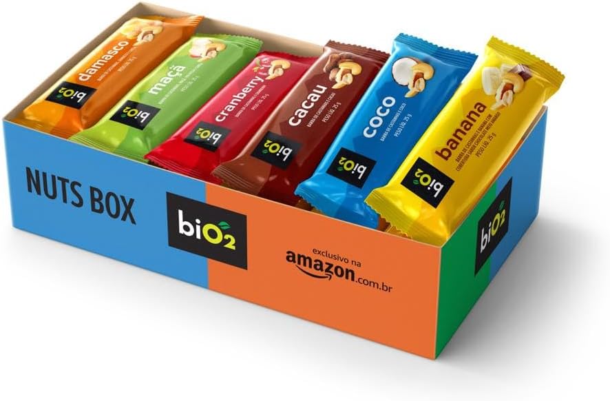 Nuts Box biO2: Caixa Mista com 24 Barras de Castanhas Veganas