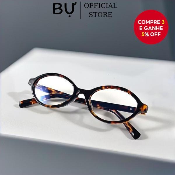 Óculos Pequenos Ovais com Estampa de Leopardo UV400 e Filtro de Luz Azul