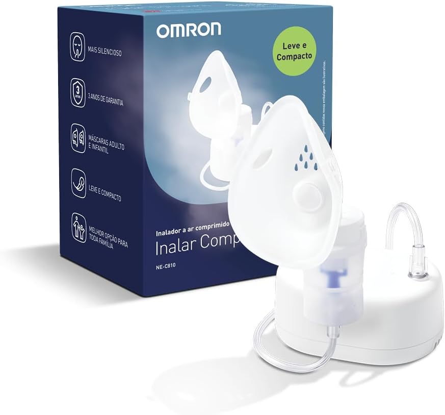 Omron Inalador Nebulizador Compressor Portátil Silencioso NE-C810 Bivolt