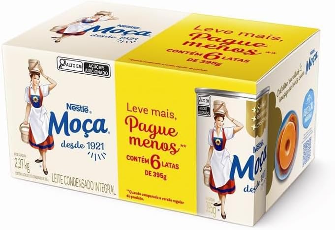 Pack Leite Condensado MOÇA Integral Lata 395g - 6 Unidades