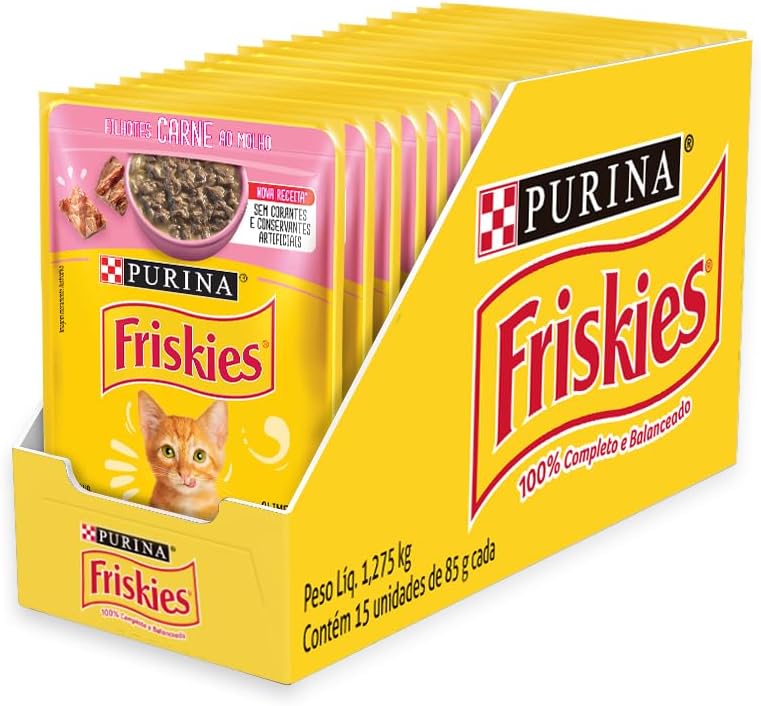 Pack Ração Friskies Filhotes Carne Ao Molho - 15 Sachês