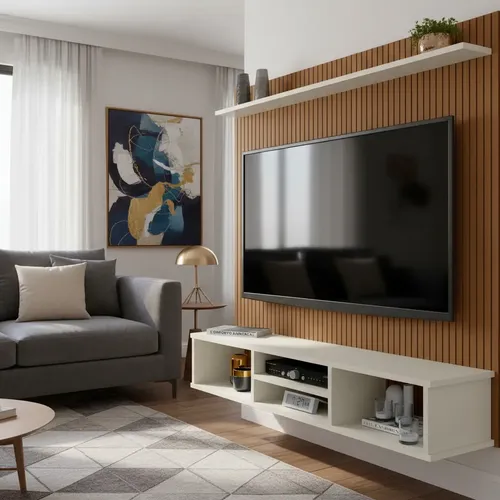 Painel Clique Móveis para TV de até 50 Polegadas Ripado 3D