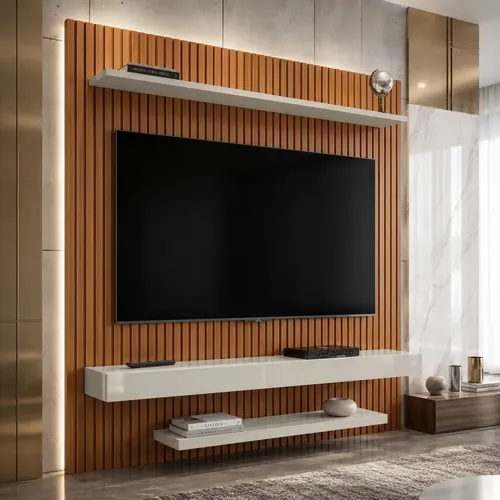 Painel Para TV de Até 60 Polegadas Leme com 2 Prateleiras