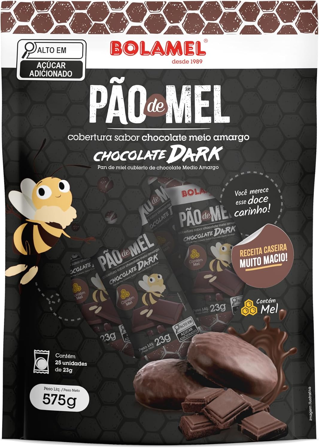 Pão de Mel com Cobertura de Chocolate Dark 575g