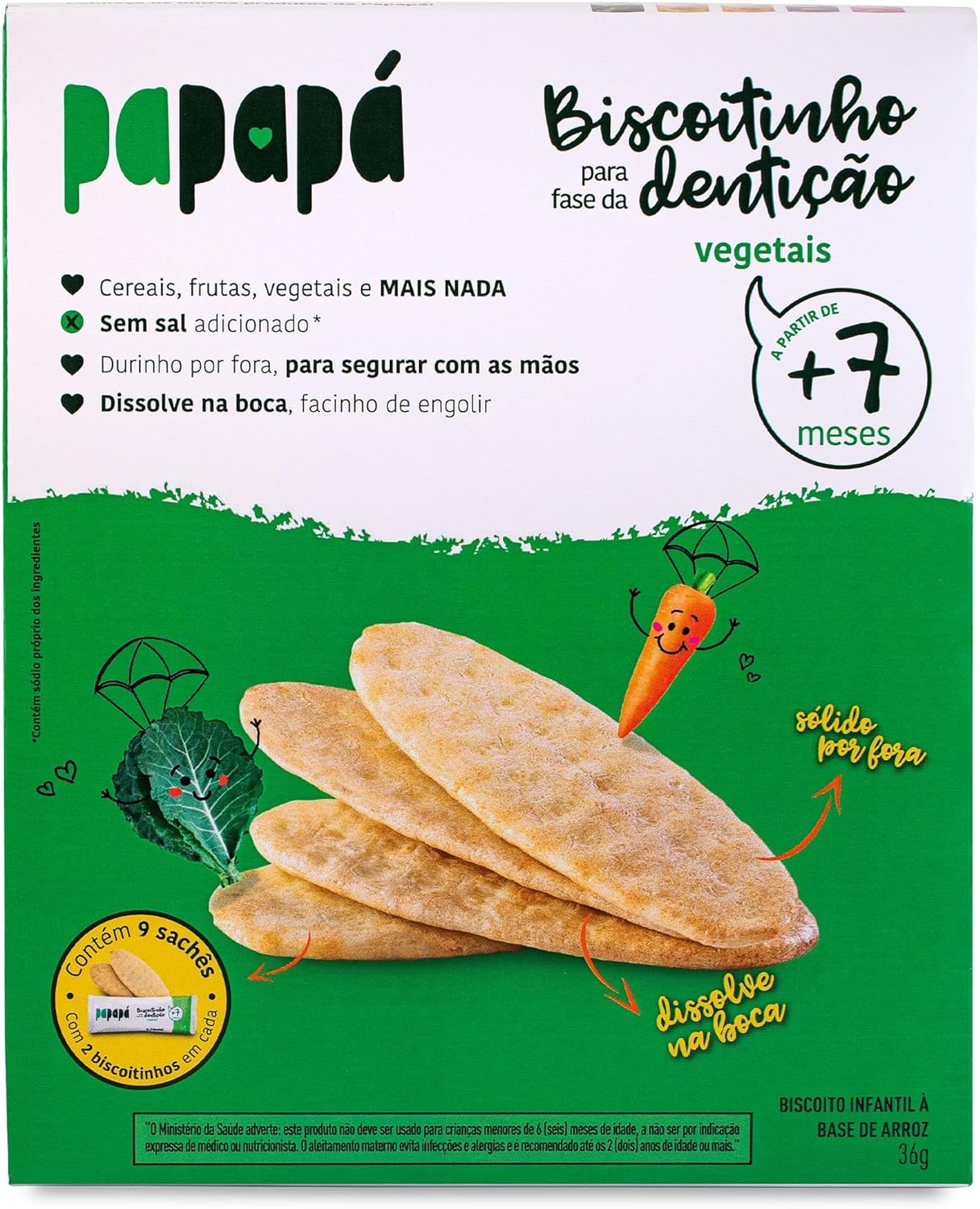 Papapá: Biscoito para Fase de Dentição Sabor Vegetais 36g