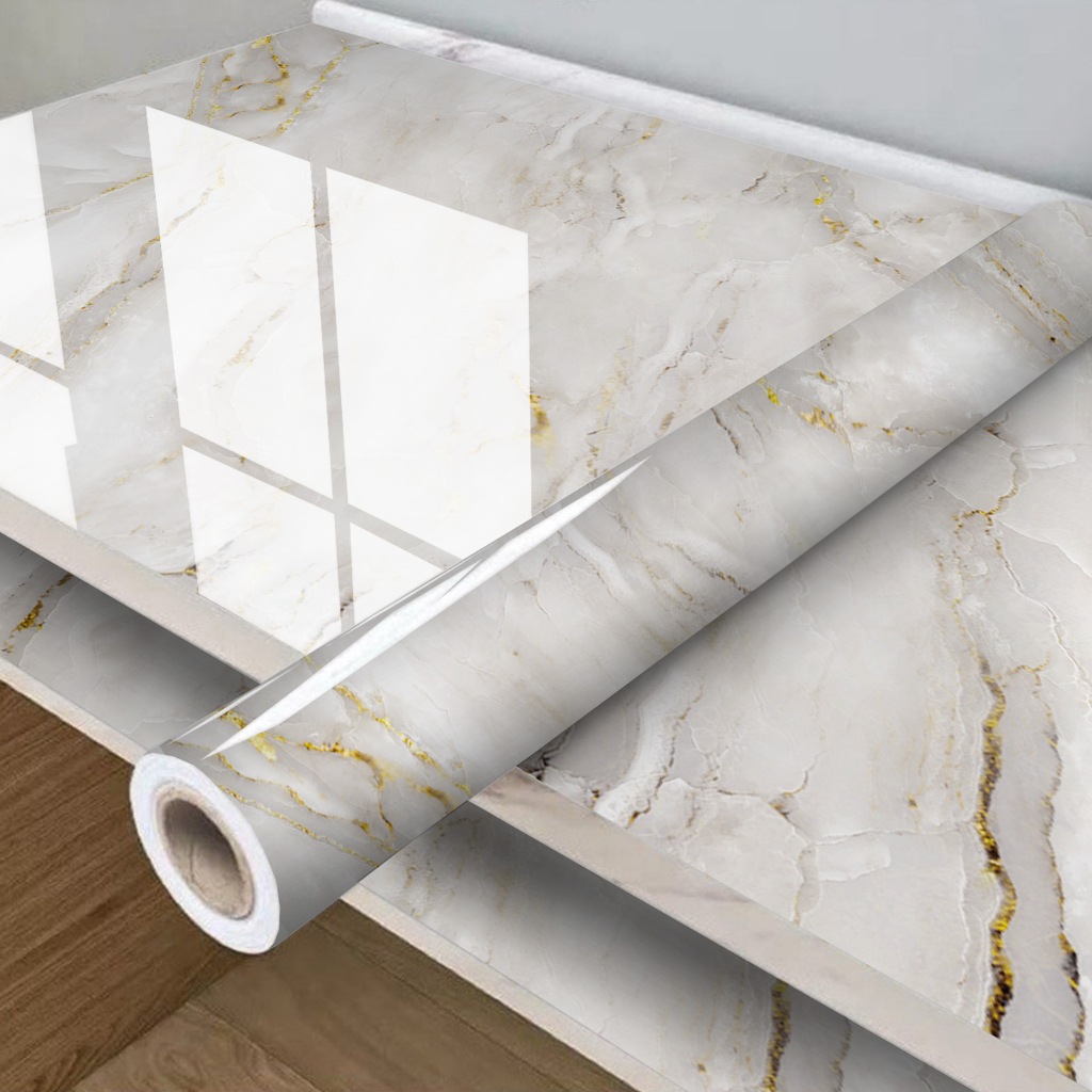 Papel de Parede Mármore Dourado Impermeável e Resistente a Altas Temperaturas