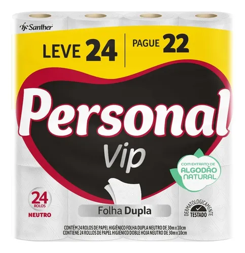Papel Higiênico Personal Folha Dupla 30m Leve 24 Pague 22