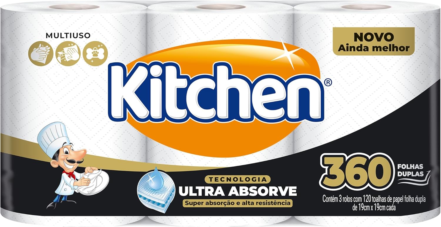Papel Toalha Kitchen Jumbo Folha Dupla com 360 Folhas