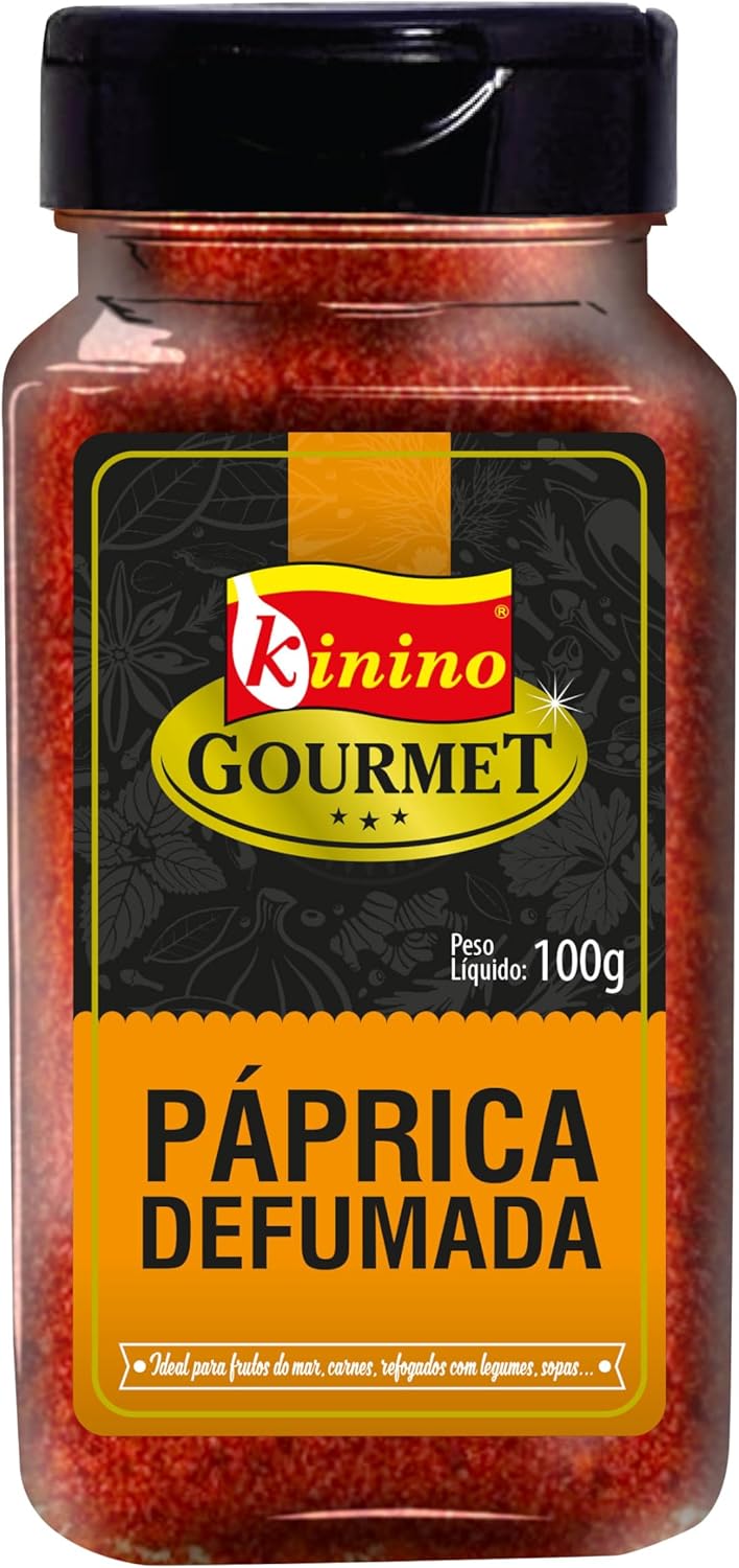 Páprica Defumada Gourmet Kinino 100g Especiaria Pacote de páprica defumada gourmet em pó vermelha intensa para uso culinário em temperos