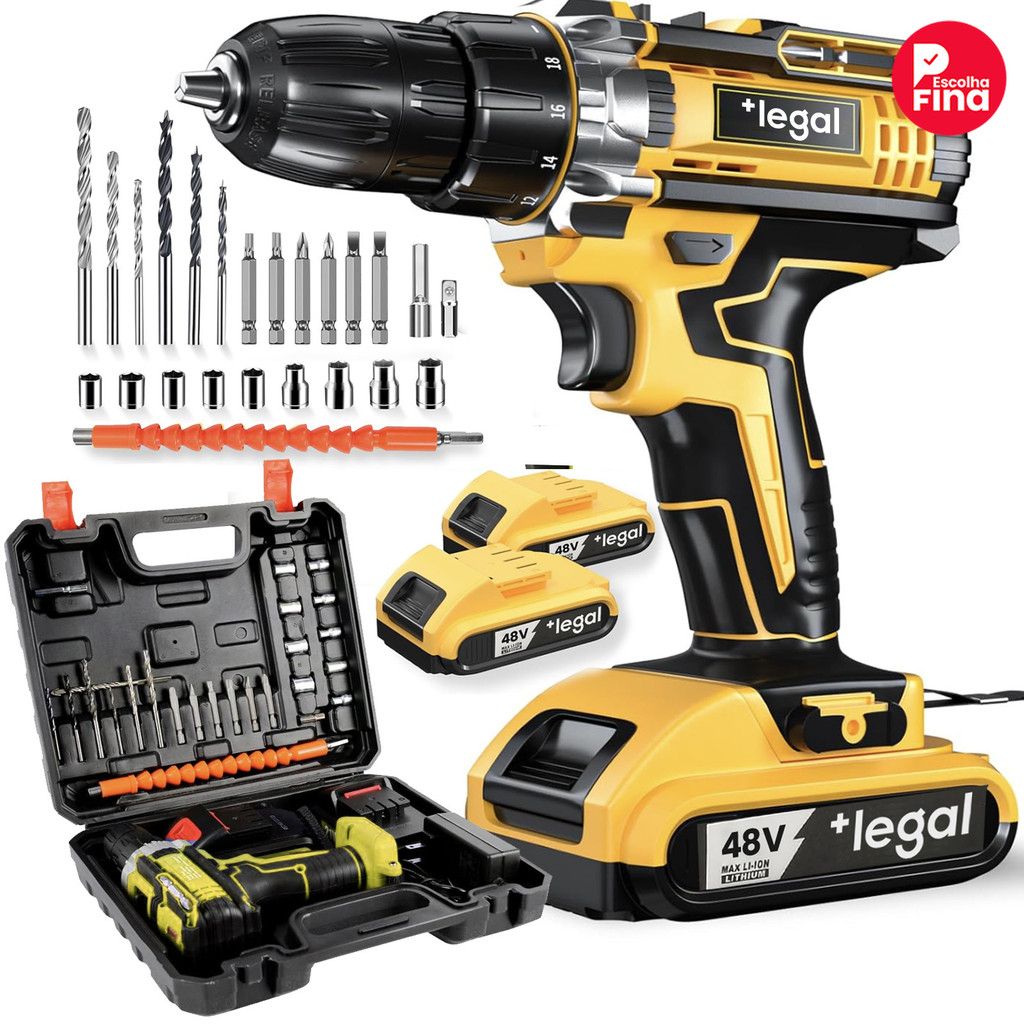 Parafusadeira e Furadeira 26V/48V com 2 Baterias e 30 Acessórios