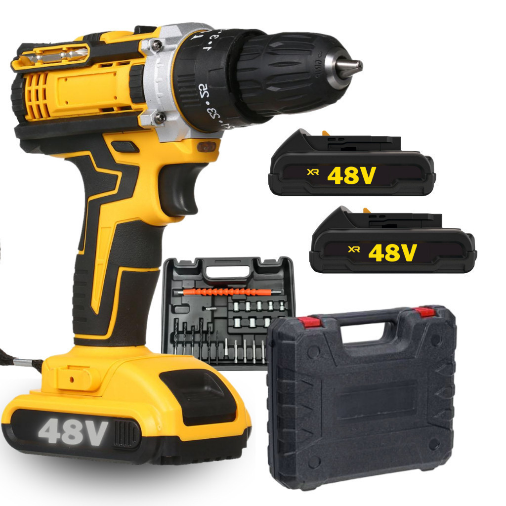 Parafusadeira e Furadeira de Impacto 48V com 2 Baterias e Maleta