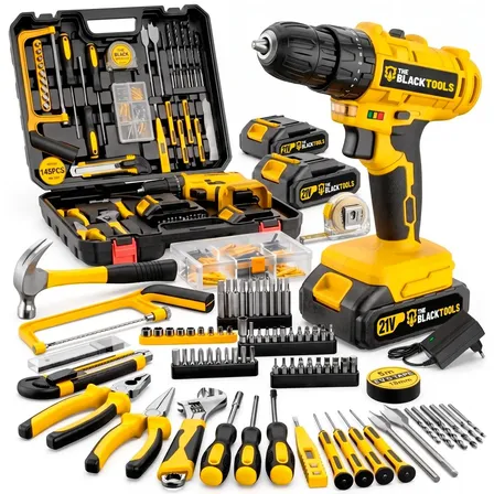 Parafusadeira e Furadeira de Impacto The Black Tools 145 Peças