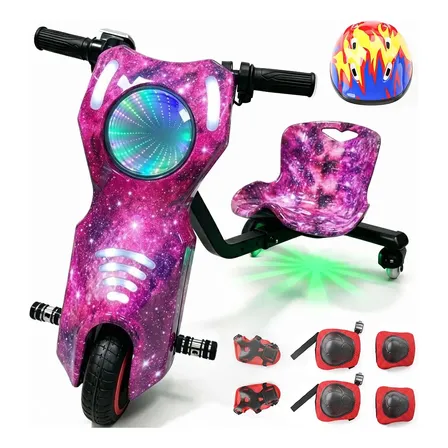 Patinete Triciclo Drift Elétrico 250w 36v Bluetooth Roxo