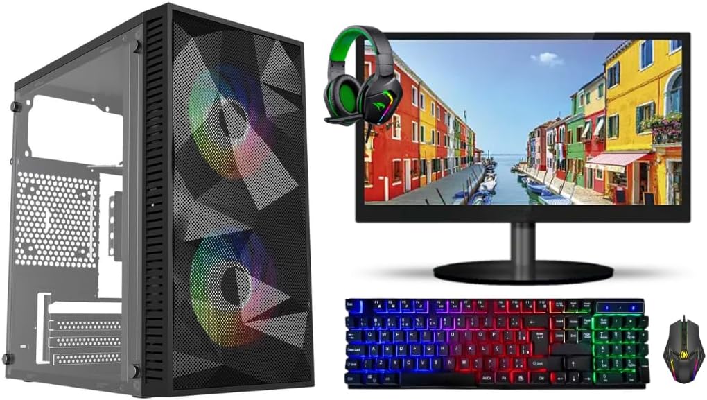 PC Gamer Intel i5 3470, 16GB RAM, SSD 240GB com Monitor 19" e Kit Periféricos