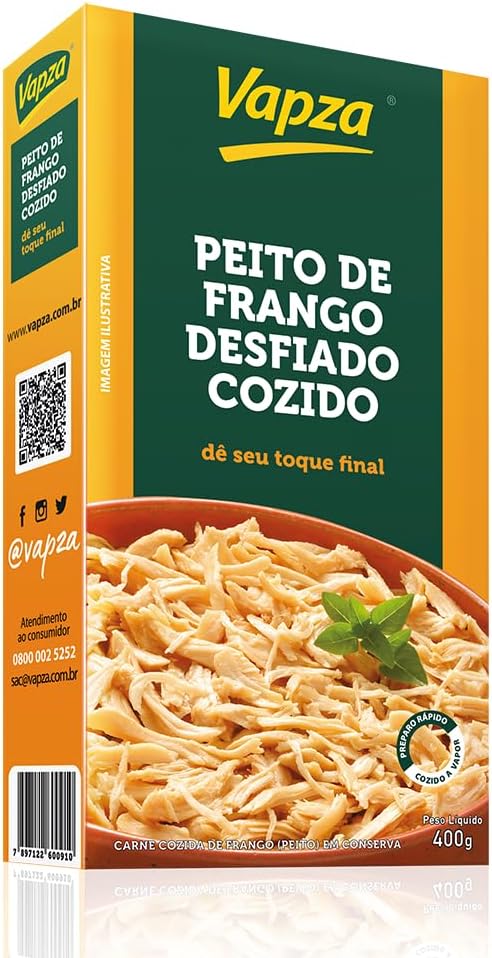 Peito de Frango Desfiado Cozido Vapza 400g