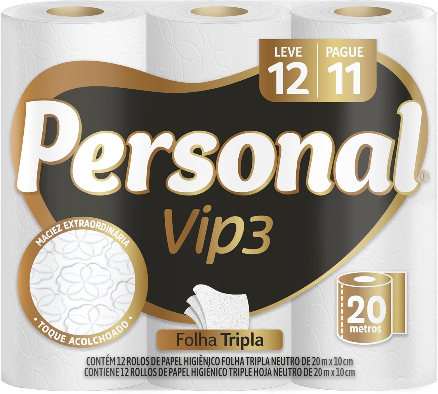 Personal Papel Higiênico Vip Folha Tripla Com 12 Rolos