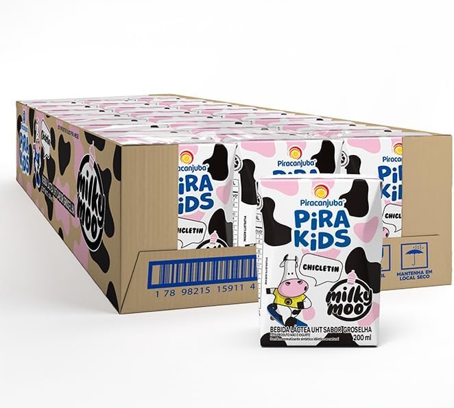 Bebida Láctea Pirakids Milky Moo Chicletin 200ml - Pack 27 un