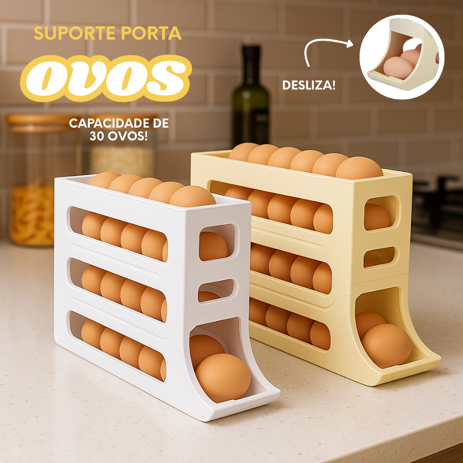 Porta Ovos Rolante 4 Andares Organizador de Geladeira para 30 Ovos