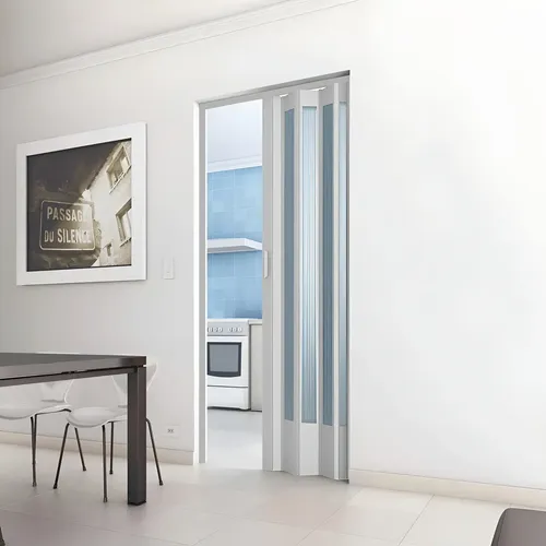 Porta Sanfonada PVC Translúcida 210x72cm Plastporta BCF Branco