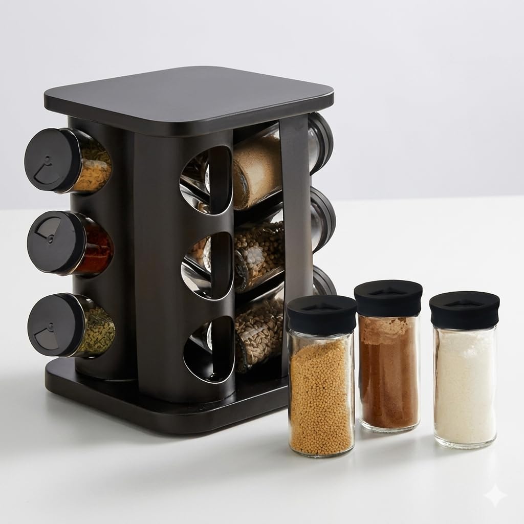 Porta Tempero e Condimentos Giratório com 12 Potes de 85ml
