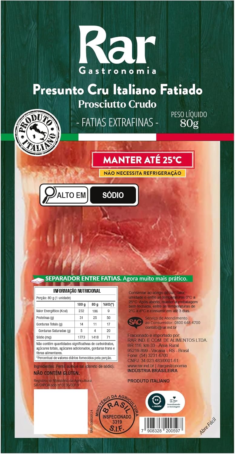 Presunto Cru Italiano Rar Gastronomia Fatiado 80g: Vale a Pena?