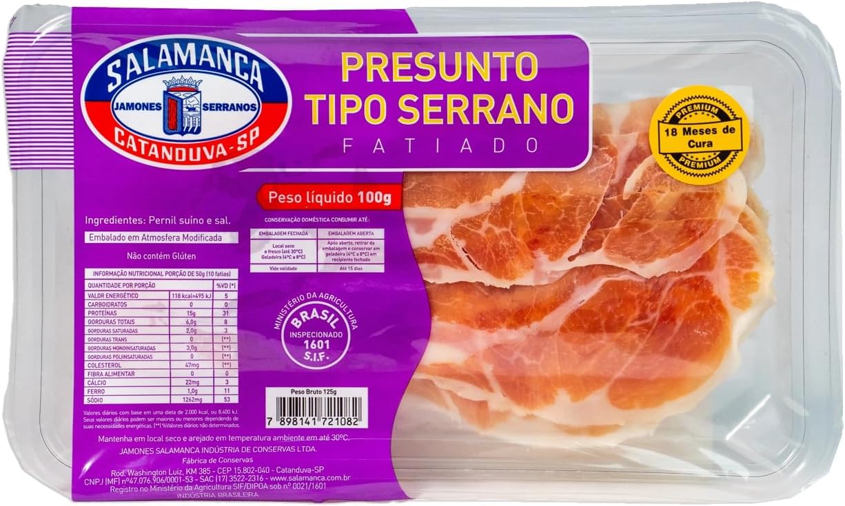 Presunto Cru Serrano Fatiado Salamanca 100g