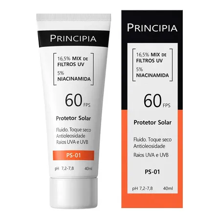 Principia PS-01: Protetor Solar Facial FPS 60 com Ação Antioleosidade