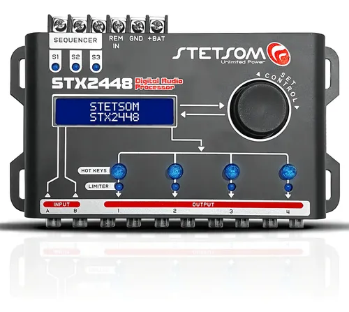 Processador De Áudio Digital Automotivo Stetsom Stx2448 Com Crossover E Equalizador 12v
