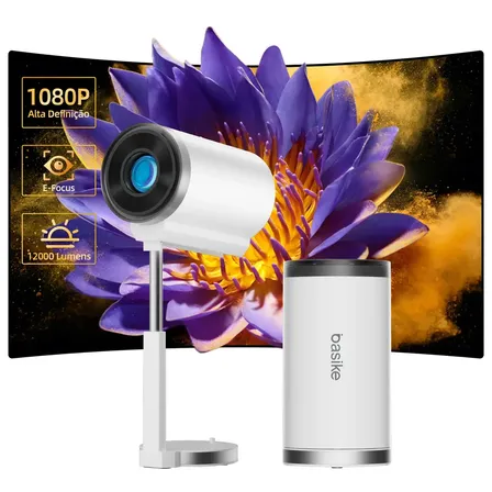 Projetor 4K Portátil Basike: Cinema em Casa com 12000 Lúmens