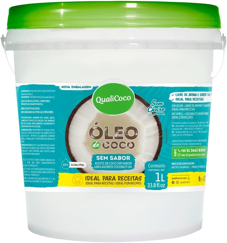 Óleo de Coco Qualicoco Sem Sabor 1L: Versatilidade na Cozinha