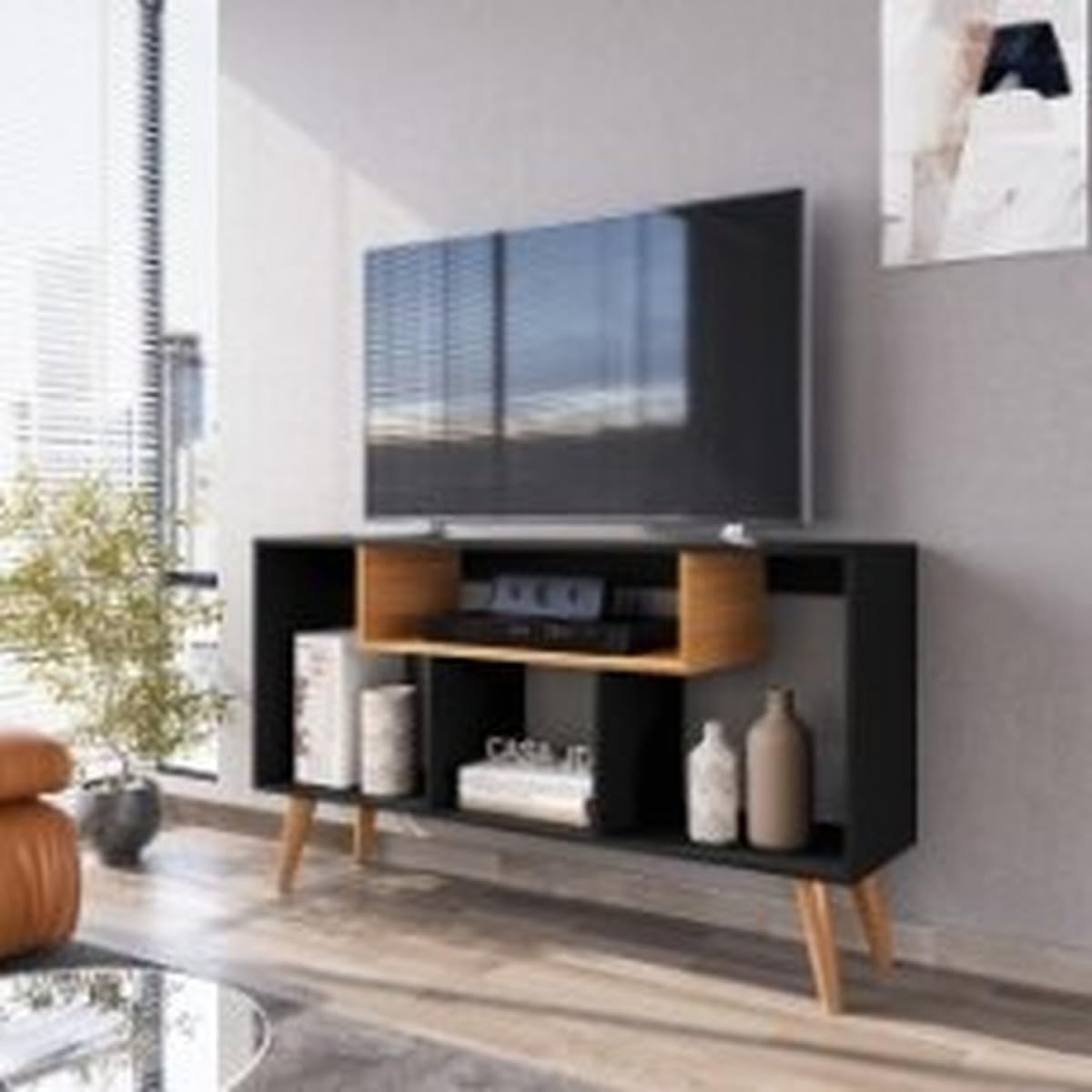 Rack Bancada para TV de até 43 Polegadas com Nichos Casa Jd