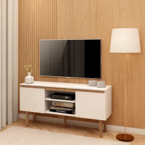 Rack Branco Para Sala - Estante Moderna e Compacta